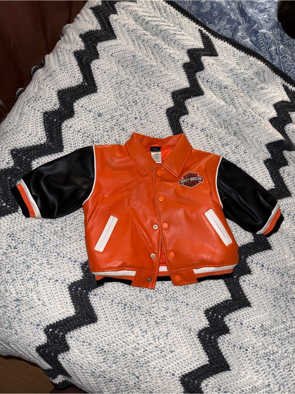 Harley-Davidson Infants Orange & Black Vintage Leather Jacket